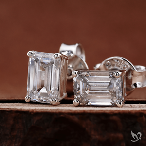 1.0Ct Emerald Cut Lab Grown Diamond <b>Stud</b> Earrings Prong Set 925 Sterling <b>Silver</b> IGI Certified Elegant Daily Wear - Product Image 1