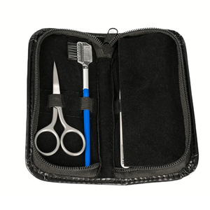 Ensemble d'appliqueurs pour cils en acier inoxydable allemand, pinces et ciseaux à pointe fine pour extensions de cils avec étui en cuir PU - Product Image 2
