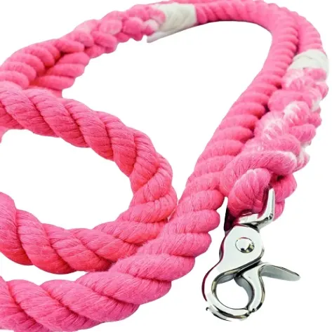 Cotton rope dog leash braided cotton rope dog leash collar set personalized dogs leashes pets accessories