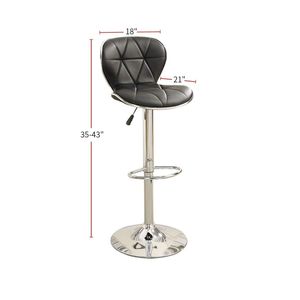Set di 2 sgabelli da cucina con altezza da banco in ecopelle nera con alzata a Gas regolabili con Base cromata e altezza del bancone - Product Image 5