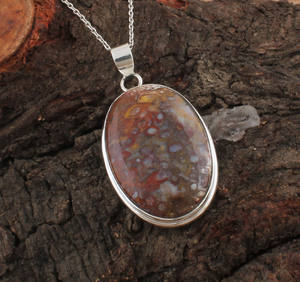 Colgante de Piedra Jaspe con Engaste de Plata de Ley Natural, Alambre Chapado en Platino Vintage Envuelto a Mano, Cristal Curativo - Product Image 2