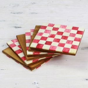 Modern Artisan Bone Inlay <b>Coaster</b> <b>Set</b> For Dining Table Bars Home Premium White Table Drink <b>Coaster</b> Eco Friendly Gift Collection - Product Image 2