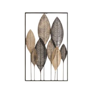 Premium Modern 3D Metal <b>Leaf</b> Wall <b>Art</b> Set of 3 - Luxury Gold & Blue Iron Floral Sculptures for Living Room Decor - Product Image 6