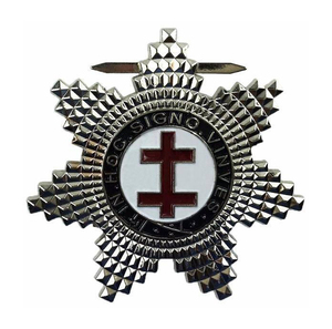Insignia de Pecho de los Caballeros Templarios, Chapada en Plata, Cruz Roja, Regalia Masónica, Insignia de Oficiales - Product Image 1