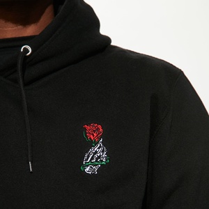 Sweat-shirt à capuche personnalisé brodé en molleton épais avec petite broderie rose, coupe ample unisexe, vente en gros - Product Image 4