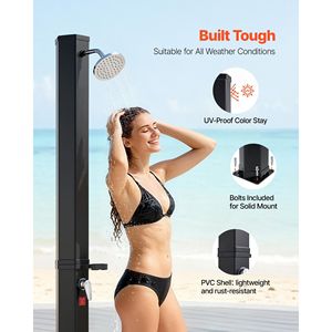 Ducha Exterior Solar de 9.2 Galones con Calentamiento Solar, 6.4 pies de Altura, con Grifo de Pie y Soporte para Jabonera, Agua Fría y Caliente Ajustable - Product Image 5
