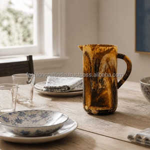 Creative Classic Design Handmade Resin Sculpture Water Jug Aqua Apricot Swirl Pattern Customizable Fashion Collectible <b>Kitchen</b> - Product Image 2
