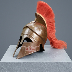 Medieval Anteque Centurion Greek <b>Spartan</b> Mild Steel Helmet with Red Horsehair Crest Handmade for Reenactment Halloween and Ester - Product Image 1