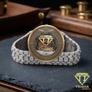 Reloj Clásico Impresionante con Diamantes Moissanite de Corte Completo, Correa de Acero Inoxidable de 22mm, Fecha Árabe, 41mm, Nuevo Modelo - Product Image 2