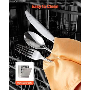 Set di posate da 65 pezzi in acciaio inossidabile per alimenti, utensili con finitura a specchio, lavabili in lavastoviglie, per la tavola - Product Image 5
