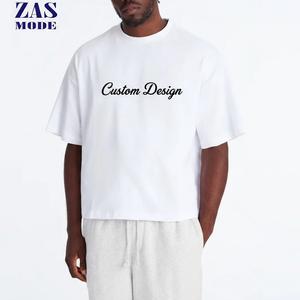 Nouvel arrivage : T-shirt streetwear ample et décontracté pour homme, coupe boxy, col côtelé épais, épaules tombantes, 100 % coton biologique, blanc - Product Image 1