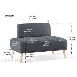 UrbanNest Modern Fabric Armless Loveseat <b>Sofa</b> Compact Upholstered Seating Bench for Living Room Bedroom Office Decor - Product Image 2
