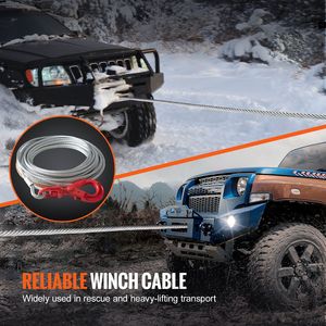 Heavy Duty 3/8 pollici X 100 piedi in acciaio zincato cavo per argano 15,200 Lbs resistenza alla rottura gancio girevole cavo di traino per SUV grande - Product Image 6