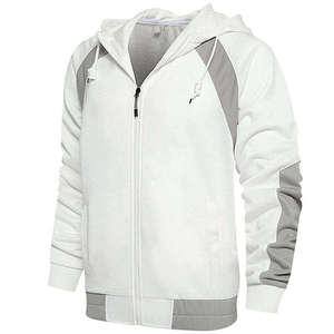 Survêtement en polyester épais pour homme – Ensemble de jogging blanc à capuche avec cordon de serrage, manches longues et poches latérales, tenue décontractée d'automne - Product Image 3