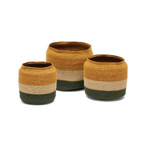 Best Selling Woven Braided Seagrass <b>Storage</b> <b>Basket</b> Set Green Base Natural Tone Eco Friendly Home Organizer Wholesale Bulk Supply - Product Image 1