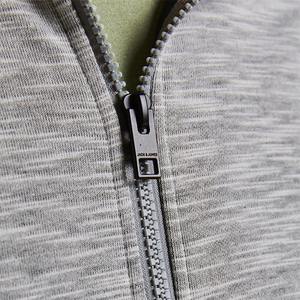 Sweat-shirt à capuche gris pour homme, fermeture éclair intégrale, coupe classique, tricoté en polyester et coton, décontracté, pour l'automne - Product Image 2