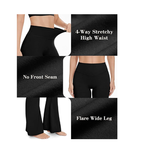 Pantalon de yoga évasé pour femme, vente en gros, leggings à jambe large croisée, doux, taille haute, pour l'entraînement, décontracté, coupe boot-cut, pour la gym - Product Image 5