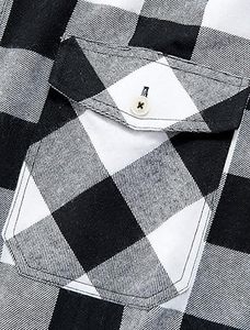 Camisas de Franela Personalizadas de Verano, Nuevos Estilos en Blanco y Negro, Cuello Abotonado, Corte Cuadrado Vintage, Oversize, Manga Larga, Camisa a Cuadros de Franela - Product Image 2