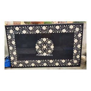Diseño único de mesa rectangular con incrustaciones de hojas y pájaros en mármol negro puro para decoración del hogar y hoteles. - Product Image 6