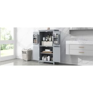 Elegante Mobile Bagno a 4 Ante Indipendente con Ripiani Regolabili - Unità Arredo Bagno - Product Image 5