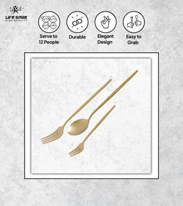 Ensemble de couverts de luxe en acier inoxydable plaqué or 24 pièces avec fourchettes et cuillères pour des dîners élégants - Product Image 3