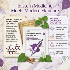 Masque en feuille coréen au collagène et à l'Houttuynia Cordata 29ml – Anti-âge, Soin des pores, Apaisant, Éclaircissant, Niacinamide pour le visage - Product Image 3