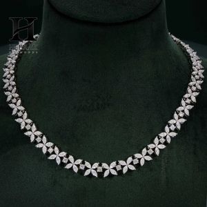 Collar de tenis floral con diamantes marquesa para mujer, de oro blanco de 14K, gargantilla de flores en racimo, moissanita, joyería nupcial botánica - Product Image 4