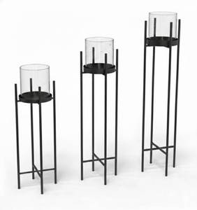 Porte-bougie noir moderne de luxe avec revêtement en poudre, élégant et de qualité supérieure - Product Image 2