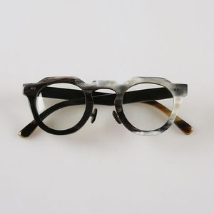 Natural Horn Handmade <b>Sunglasses</b> <b>Round</b> Frame Eco-Friendly Carved Retro Fashion Stylish Eyewear for Men Women Outdoor Use - Product Image 1