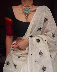 Sari indien Kota Doriya Boutique sexy, broderie florale noire, tenue de mariage traditionnelle, vêtements ethniques pour femmes, fête nuptiale, séchage rapide, tout-en-un - Product Image 2