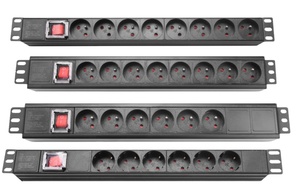 1U 19 inch Franse Schuko Italiaanse type PDU-stekkerdoos met stroomonderbreker en overspanningsbeveiliging voor serverkasten in datacenters - Product Image 2
