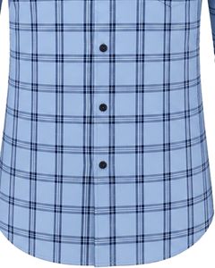 Chemise à carreaux bleu marine sur mesure pour homme, chemise formelle décontractée à manches longues, boutonnée, en coton, pour le bureau, chemise sur mesure - Product Image 6