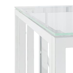 Table basse en acier inoxydable argenté et verre trempé, taille moyenne - Product Image 5