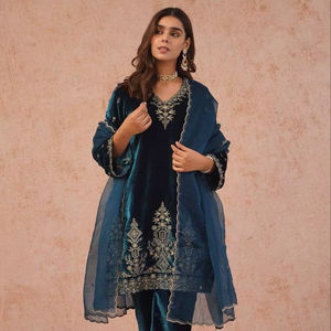 Pantalon fluide en velours de viscose épais, orné de paillettes, fait main, style ethnique moderne, pour le printemps, idéal pour les fêtes de remise de diplôme et les mariages, résistant aux plis. - Product Image 1