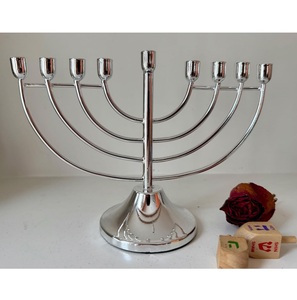 Vintage <b>Silver</b> Traditional Metal Menorah Candle Holder Hanukkah Decorative Tabletop Classic Home Display Stand - Product Image 5