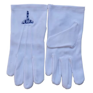 Fabricant professionnel de gants maçonniques de haute qualité, brodés, blancs, 100% coton, gants de cérémonie maçonniques faits main. - Product Image 4