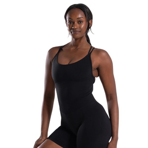 Shorts de Yoga Tipo Romper para Mujer, Espalda Descubierta, Sin Mangas, Transpirables, de Secado Rápido, Spandex/Poliéster, Ropa Deportiva, Logotipo Personalizado - Product Image 3