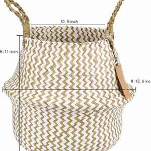 Cesta plegable para el vientre de algas marinas naturales para almacenamiento de ropa, decoración Bohemia, organizador hecho a mano con tapa, respetuoso con el medio ambiente y duradero - Product Image 3