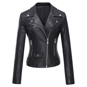 Chaqueta de Cuero Cortavientos Negra Sólida para Mujer, Nueva Temporada 2026, Precio Económico, Chaqueta de Cuero de Alta Calidad, Nueva Moda - Product Image 1