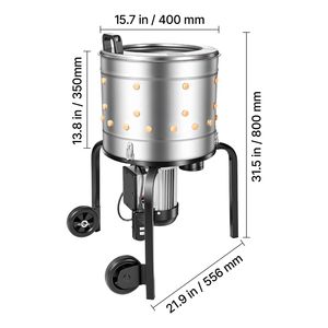 Spiumatrice Elettrica per Polli 550W 275RPM con Tamburo da 15,7 Pollici e 114 Dita Morbide - Attrezzatura per la Macellazione - Product Image 4