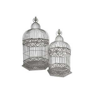 Nouvelle cage à oiseaux ronde en fil de fer avec perchoir, décorative, suspendable, pour usage intérieur, finition peinte, style rétro - Product Image 2