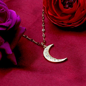 Collier Pendentif Croissant de Lune en Argent Sterling 925 Plaqué Or avec Étoile Incrustée de Zirconium Blanc, Bijou Charmant Céleste, Vente en Gros - Product Image 5