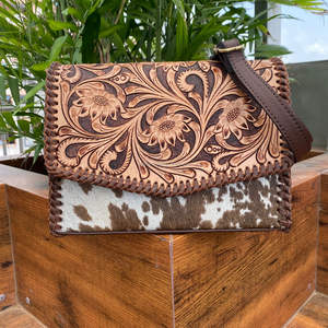 Monedero y bolsos de mano de alta calidad para mujer, cuero suave mecanizado a mano, pelo de hombro para mujer, bolsos de diseño Floral de piel de vaca, tendencia 2025 - Product Image 4