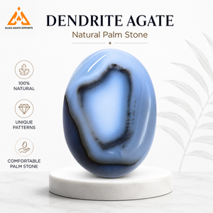 ALIZA AGATE EXPORTS หินอาเกตเดนดริติกธรรมชาติขนาดใหญ่ หินปาล์มสโตนแกะสลักขัดเงา คริสตัลอัญมณี งานศิลปะพื้นบ้าน ของขวัญสำหรับการทำสมาธิ พกพาสะดวก - Product Image 3