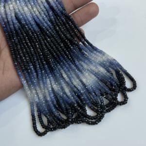 Perles facettées en saphir bleu naturel, perles de saphir ombré, brin de pierres précieuses pour la création de bijoux, prix de gros, 16 pouces - Product Image 6