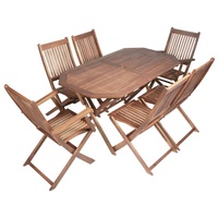 Ensemble de chaises et tables de salle à manger pliantes d'extérieur en teck, en bois massif d'origine indonésienne, vente en gros