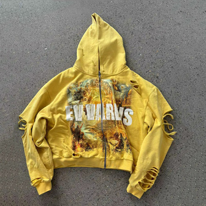 Sudadera con Capucha Estampada Transpirable de Algodón Tejido de Ajuste Holgado para Hombre, Estilo Urbano, Invierno - Product Image 5
