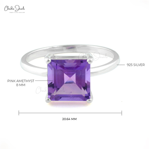 Handmade 925 Sterling Silver Natural 8mm Prong Set Gemstone Statement <b>Ring</b> in High Polish Plating <b>Indian</b> Wholesale Supplier - Product Image 4