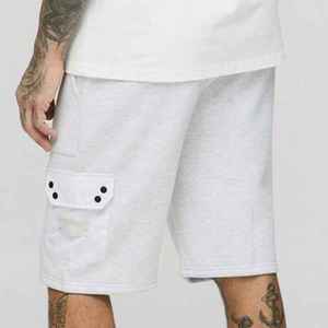Men's Solid <b>White</b> <b>Cargo</b> Shorts Mid Rise Drawstring Waist Cotton Casual Bermuda Shorts With Pockets Customized Shorts OEM - Product Image 2