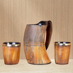 Jarra de Cerveza Tradicional de Cuerno de Búfalo, Hecha a Mano, con Patrón de Grano Natural, para Restaurantes, Tabernas y Uso Doméstico - Product Image 3